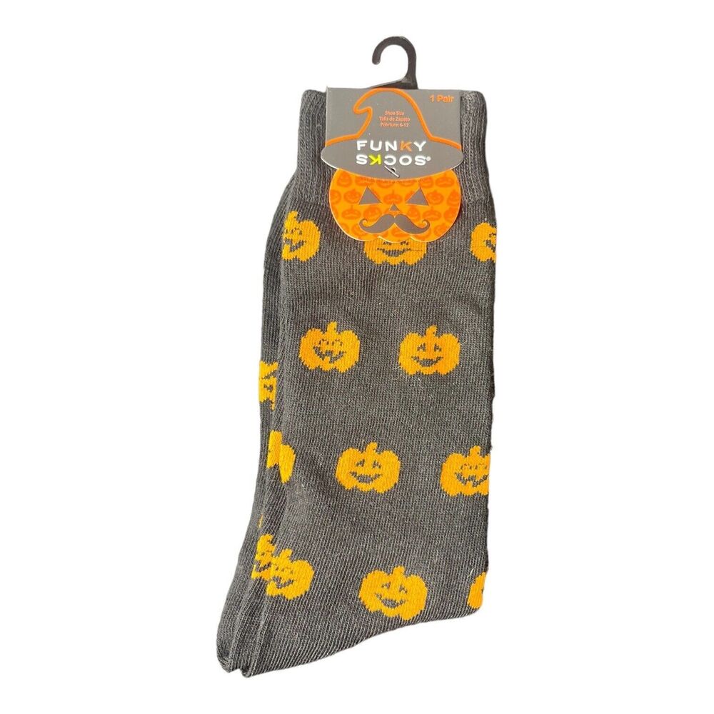 New Funky Socks Halloween Black Pumpkin Novelty Crew Socks
